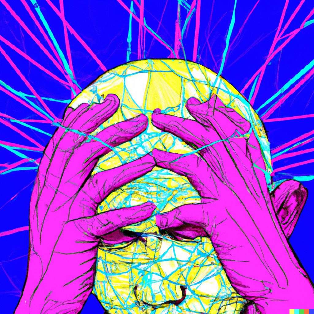 a representation of anxiety, digital art, 2.5D style